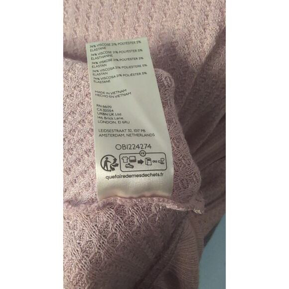 Free People Pink Waffle Knit Ruffle Hem Henley Tunic - Picture 8 of 8